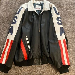 Michael Horban 3XL Red, white, blue, and black bomber jacket
